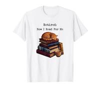 Jubilado Ahora Leí para Mí Tabby Cat Books Maestro Jubilación Camiseta