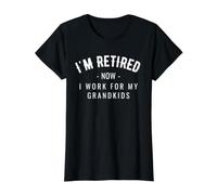 Jubilado, Ahora Trabajo para mis Nietos Grandpas Grandmas Camiseta gráfica económica, Mujer, Negro, L