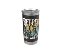 Jubilado Gone Fishing Divertido Pescador Jubilado Vaso térmico de acero inoxidable de doble pared