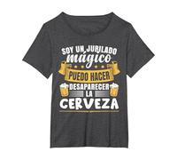 Jubilado Mágico | Pensionista | Pensión | Hombre Jubilacion Camiseta, Mujer Tallas Grandes, Jaspeado Oscuro, 4XL Grande