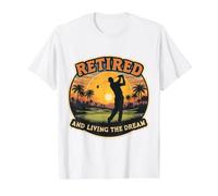 Jubilado y viviendo el sueño Golf Lover Golfer Jubilación Camiseta gráfica económica, Hombre, Blanco, S