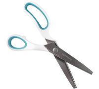 JubileeeYarn - Tijeras de filigrana de grado profesional, acero inoxidable dentado de 9 pulgadas, color blanco y azul, 1 par