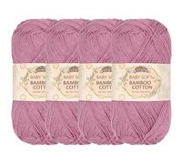 JubileeYarn Baby - Hilo de algodón de bambú suave, 50 g por madeja, 4 madejas, color algodón de azúcar