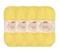 JubileeYarn Baby - Hilo de algodón de bambú suave, 50 g por madeja, 4 madejas, color amarillo intenso