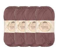 JubileeYarn Baby - Hilo de algodón de bambú suave, 50 g por madeja, 4 madejas, color café moca