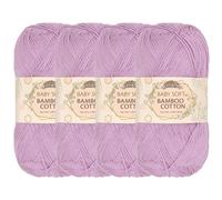 JubileeYarn Baby - Hilo de algodón de bambú suave, 50 g por madeja, 4 madejas, color lila