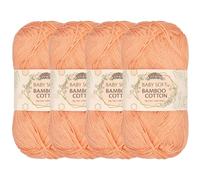 JubileeYarn Baby - Hilo de algodón de bambú suave, 50 g por madeja, 4 madejas, color melocotón