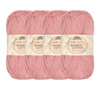 JubileeYarn Baby - Hilo de algodón de bambú suave, 50 g por madeja, 4 madejas, color rosa rubor