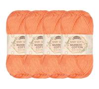 JubileeYarn Baby - Hilo de algodón de bambú suave, 50 g por madeja, 4 madejas, color salmón