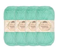 JubileeYarn Baby - Hilo de algodón de bambú suave, 50 g por madeja, 4 madejas, color verde azulado