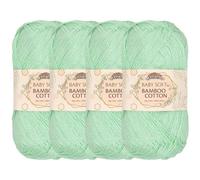 JubileeYarn Baby - Hilo de algodón de bambú suave, 50 g por madeja, 4 madejas, color verde menta
