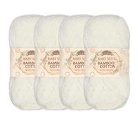 JubileeYarn Baby - Hilo de algodón de bambú suave, madeja, 50 g, leche de almendras, 4 madejas
