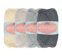 JubileeYarn Cotton Select Hilo, peso deportivo, 50 g/madeja, tonos de azul, 4 madejas