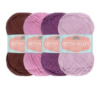JubileeYarn Cotton Select Hilo, peso deportivo, 50 g/madeja, tonos de morado, 4 madejas