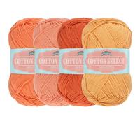 JubileeYarn Cotton Select Hilo, peso deportivo, 50 g/madeja, tonos de naranja, 4 madejas