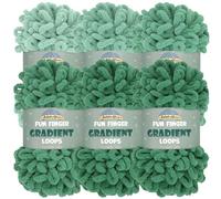 JubileeYarn Fun Finger Gradient Loops - Ovillo de hilo de poliéster jumbo - 100 g/madeja - Tellus - 6 madejas (5 tonos)