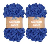 JubileeYarn, Fun Finger Loops, Madeja de lana, 2 unidades, 100 g, poliéster jumbo, Azul mar (Turkish Sea)