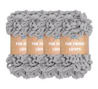 JubileeYarn, Fun Finger Loops, Madeja de lana, 4 unidades, 100 g, poliéster jumbo, Gris claro (Light Grey)