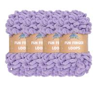 JubileeYarn, Fun Finger Loops, Madeja de lana, 4 unidades, 100 g, poliéster jumbo, Morado claro (Purple)