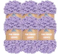 JubileeYarn Fun Finger Loops - Ovillo de hilo de poliéster gigante, 100 g/madeja, morado, 6 madejas