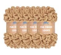 JubileeYarn Fun Finger Loops - Ovillo de hilo de poliéster jumbo - 100 g/madeja - Arena - 4 madejas