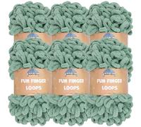 JubileeYarn Fun Finger Loops - Ovillo de hilo de poliéster jumbo - 100 g/madeja - Hunter - 6 madejas