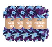 JubileeYarn Fun Finger Loops - Ovillo de hilo de poliéster Jumbo Weight Loop - 100 g/madeja - Afrodita - 4 madejas