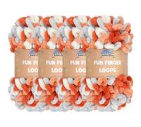 JubileeYarn Fun Finger Loops - Ovillo de hilo de poliéster Jumbo Weight Loop - 100 g/madeja - Ares - 4 madejas