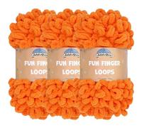 JubileeYarn Fun Finger Loops - Ovillo de hilo de poliéster Jumbo Weight Loop - 100 g/madeja - cáscara de naranja - 3 madejas