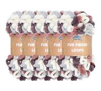 JubileeYarn Fun Finger Loops - Ovillo de hilo de poliéster Jumbo Weight Loop - 100 g/madeja - Hermes - 5 madejas