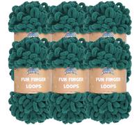 JubileeYarn Fun Finger Loops - Ovillo de hilo de poliéster Jumbo Weight Loop - 100 g/madeja - Jade - 6 madejas