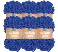 JubileeYarn Fun Finger Loops - Ovillo de hilo de poliéster Jumbo Weight Loop - 100 g/madeja - Mar Turco - 6 madejas