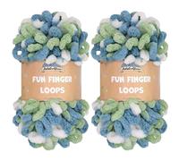 JubileeYarn Fun Finger Loops - Ovillo de hilo de poliéster Jumbo Weight Loop - 100 g/madeja - Multicolor azul verde - 2 madejas