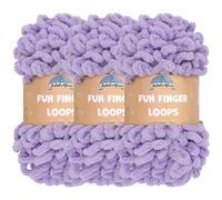 JubileeYarn Fun Finger Loops - Ovillo de hilo de poliéster Jumbo Weight Loop - 100 g/madeja - Púrpura - 3 madejas