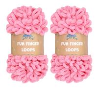 JubileeYarn Fun Finger Loops - Ovillo de hilo de poliéster Jumbo Weight Loop - 100 g/madeja - Rosa cosquillas - 2 madejas