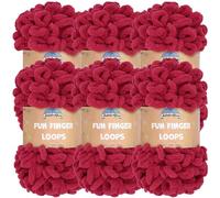 JubileeYarn Fun Finger Loops - Ovillo de hilo de poliéster Jumbo Weight Loop - 100 g/madeja - Sangre - 6 madejas