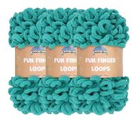 JubileeYarn Fun Finger Loops - Ovillo de lana (100 g), madeja de poliéster jumbo, aguamarina, 3 madejas