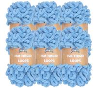JubileeYarn Fun Finger Loops - Ovillo de lana de poliéster jumbo, 100 g/madeja, azul marino, 6 madejas