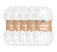 JubileeYarn Fun Finger Loops - Ovillo de poliéster Jumbo Weight Loop - 100 g/madeja, color blanco, 5 madejas