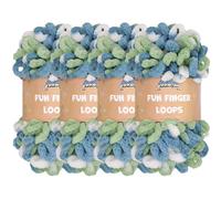 JubileeYarn Fun Finger Loops - Ovillo de poliéster Jumbo Weight Loop - 100 g/madeja - Multicolor azul verde - 4 madejas