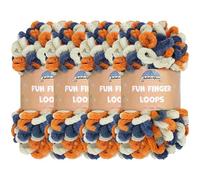JubileeYarn Fun Finger Loops - Ovillo de poliéster Jumbo Weight Loop - 100 g/madeja - Naranja Marino Tan - 4 madejas