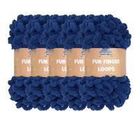 JubileeYarn Fun Finger Loops - Ovillo de poliéster Jumbo Weight Loop Yarn - 100 g/madeja - Azul marino - 5 madejas