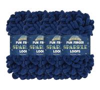 JubileeYarn Fun Finger Sparkle Loops - Hilo de poliéster Jumbo Weight Loop - 100 g/madeja, azul marino, 4 madejas