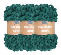 JubileeYarn Fun - Hilo de poliéster para lazos de dedos, 100 g/ovillo, jade, 3 ovillos