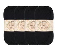 JubileeYarn - Hilo de algodón de bambú suave para bebé, 50 g/madeja, negro medianoche, 4 madejas
