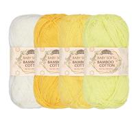 JubileeYarn - Hilo de algodón de bambú suave para bebé, 50 g/madeja, tonos de amarillo, 4 madejas
