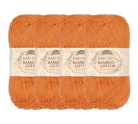 JubileeYarn - Hilo de algodón de bambú suave para bebé - 50 g/Strong - Naranja Sangre - 4 Hebras