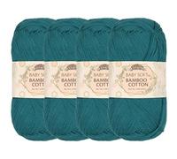 JubileeYarn - Hilo de algodón de bambú suave para bebé, madeja, 50 g, Frozen Tidepool, 4 madejas