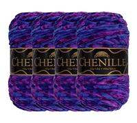 JubileeYarn - Hilo de chenilla, grosor medio, 100 g/madeja, Elysium, terciopelo multicolor jaspeado, ovillo para ganchillo y punto, 4 madejas