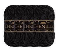 JubileeYarn - Hilo de chenilla - Peso peinado, 100 g/madeja (4 madejas, 199 obsidiana)